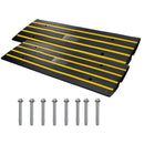 Curb Ramp, 2 Pack, 6.5 cm Rise, Rubber Driveway Ramps, Heavy Duty 15 tons Weight Capacity Threshold Ramp, Curbside Bridge Ramps for Loading Dock Garage Sidewalk, Expandable Full Ramp Set-9