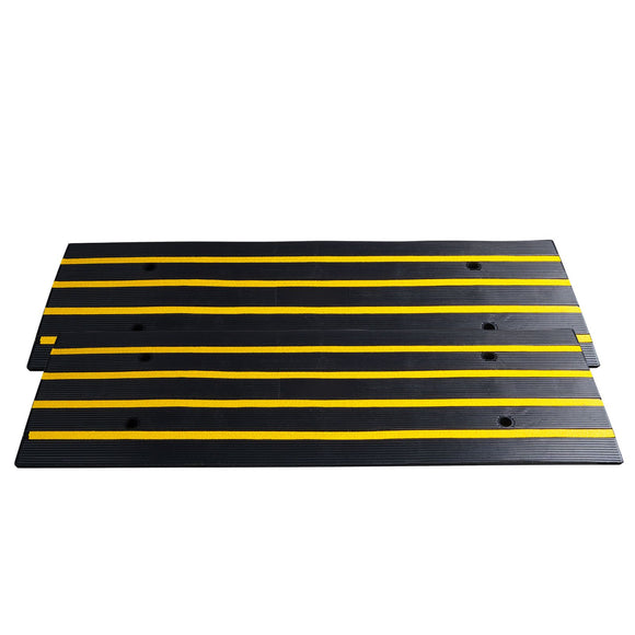 Curb Ramp, 2 Pack, 6.5 cm Rise, Rubber Driveway Ramps, Heavy Duty 15 tons Weight Capacity Threshold Ramp, Curbside Bridge Ramps for Loading Dock Garage Sidewalk, Expandable Full Ramp Set