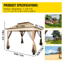 Outdoor Canopy Gazebo Tent, Portable Canopy Shelter with 11\'x11\' Large Shade Space for Party, Backyard, Patio Lawn and Garden, 4 Sandbags, Carrying Bag and Netting Included, Brown-7