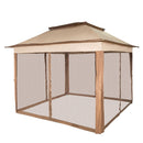 Outdoor Canopy Gazebo Tent, Portable Canopy Shelter with 11\'x11\' Large Shade Space for Party, Backyard, Patio Lawn and Garden, 4 Sandbags, Carrying Bag and Netting Included, Brown-10