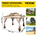 VEVOR Outdoor Canopy Gazebo Tent, Portable Canopy Shelter with 11\'x11\' Large Shade Space for Party, Backyard, Patio Lawn and Garden, 4 Sandbags, Carrying Bag and Netting Included, Brown-7