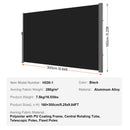 Retractable Side Awning, 160X300cm Aluminum Outdoor Privacy Screen, 280g Polyester Water-proof Retractable Patio Screen, UV 30+ Room Divider Wind Screen for Patio, Backyard, Balcony, Black-7