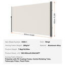 Retractable Side Awning,160X300cm Aluminum Outdoor Privacy Screen, 280g Polyester Water-proof Retractable Patio Screen, UV 30+ Room Divider Wind Screen for Patio, Backyard, Balcony, Beige-7