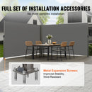Retractable Side Awning, 160X600cm Aluminum Outdoor Privacy Screen, 280g Polyester Water-proof Retractable Patio Screen, UV 30+ Room Divider Wind Screen for Patio, Backyard, Balcony, Gray-4