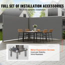 Retractable Side Awning, 180X600cm Aluminum Outdoor Privacy Screen, 280g Polyester Water-proof Retractable Patio Screen, UV 30+ Room Divider Wind Screen for Patio, Backyard, Balcony, Gray-4