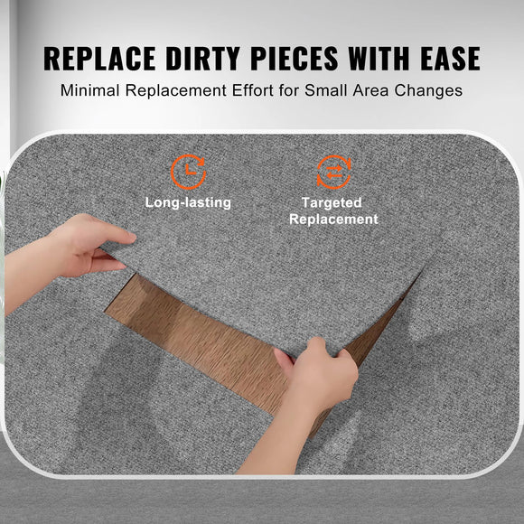 Carpet Tiles Peel and Stick, Squares Self Adhesive Carpet Floor Tile, Soft Padded Carpet Tiles, Easy Install DIY for Bedroom Living Room Indoor Outdoor (12 Tiles, Light Gray)