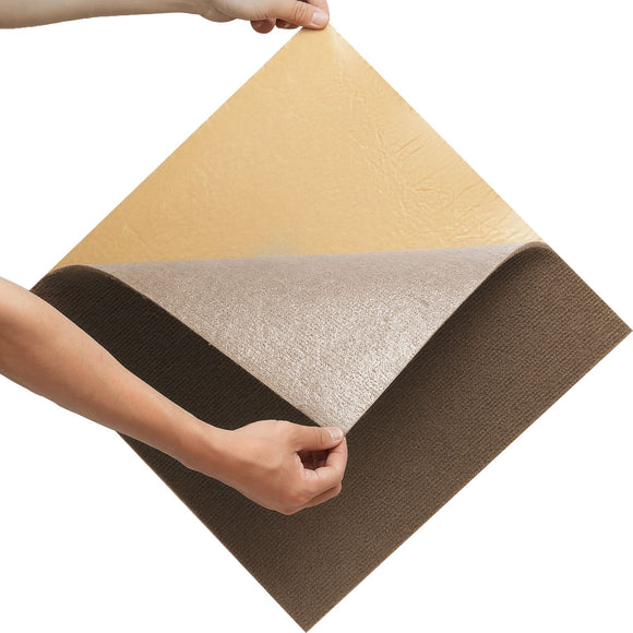 Carpet Tiles Peel and Stick, Squares Self Adhesive Carpet Floor Tile, Soft Padded Carpet Tiles, Easy Install DIY for Bedroom Living Room Indoor Outdoor (10 Tiles, Dark Brown)