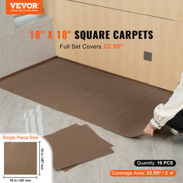 VEVOR Carpet Tiles Peel and Stick, Squares Self Adhesive Carpet Floor Tile, Soft Padded Carpet Tiles, Easy Install DIY for Bedroom Living Room Indoor Outdoor (10 Tiles, Dark Brown) - 0