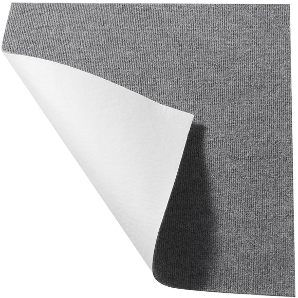 Carpet Tiles Peel and Stick, Squares Self Adhesive Carpet Floor Tile, Soft Padded Carpet Tiles, Easy Install DIY for Bedroom Living Room Indoor Outdoor (9Tiles, Light Gray)