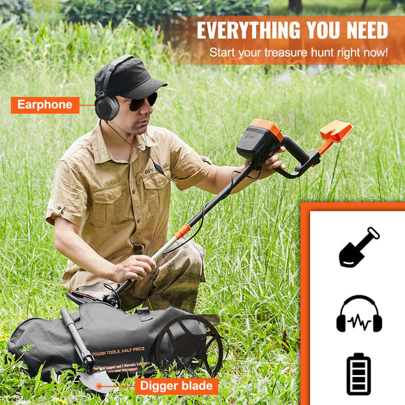 Metal Detector for Adults & Kids, 8", Professional Adjustable Higher Accuracy Gold Detector, IP68 Waterproof Coil with LCD Display Advanced DSP Chip, for Detecting Gold Coin Treasure Hunting