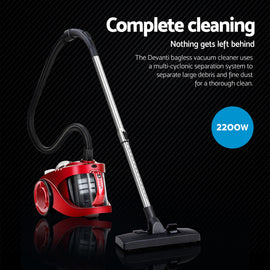 Devanti 2200W Bagless Vacuum Cleaner Red - 0