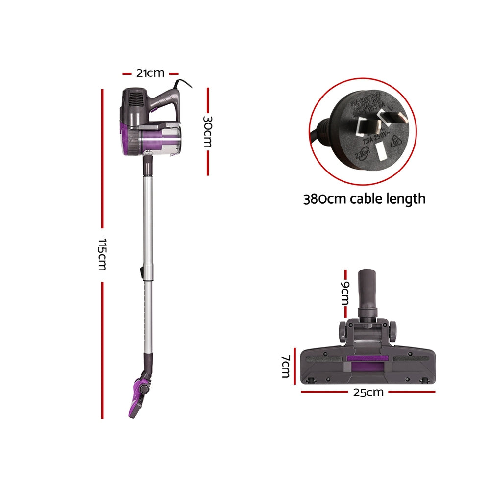 Devanti Stick Vacuum Cleaner Bagless Corded 500W Purple - 0