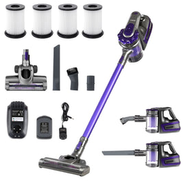 Devanti Stick Vacuum Cleaner Cordless HEPA Filter Purple
