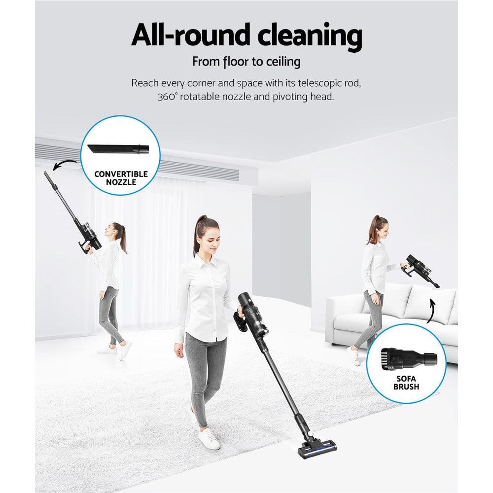 Devanti Stick Vacuum Cleaner Brushless Cordless 350W Grey