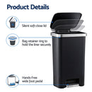 Artiss Rubbish Bin 51L Kitchen Pedal Soft Close Lid Liner Pocket Black-7