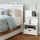 Artiss King Single Bed Frame and Bedside Table White-6