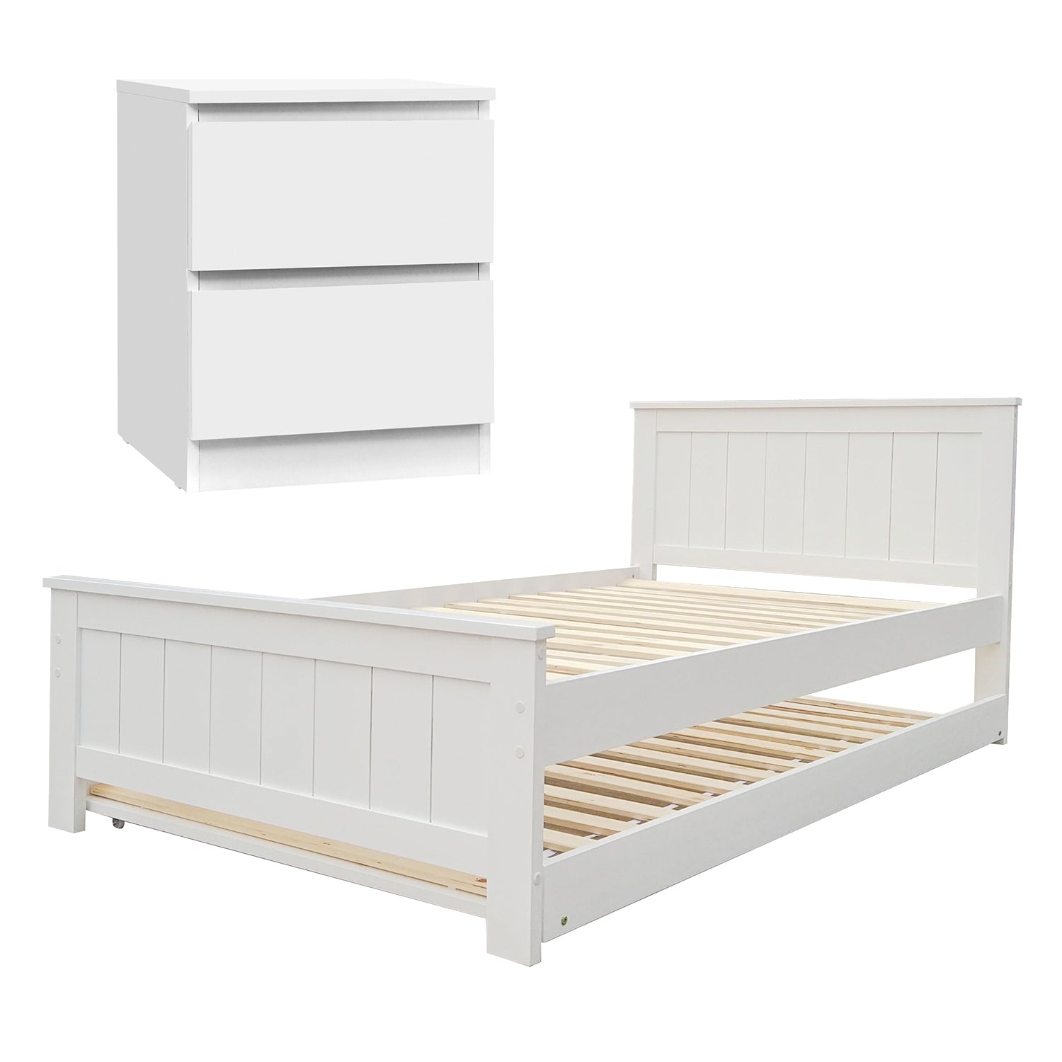 Artiss King Single Bed Frame and Bedside Table - 0