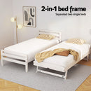 Artiss Bed Frame Single Size 2-in-1 Trundle Wooden White AVIS-4