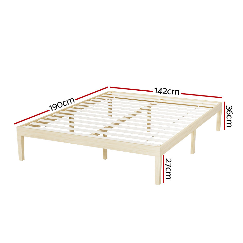 Artiss Bed Frame Double Size Wooden Base Mattress Platform Timber Pine BRUNO - 0