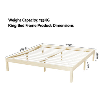 Artiss Bed Frame King Size Wooden Base Mattress Platform Timber Pine BRUNO - 0