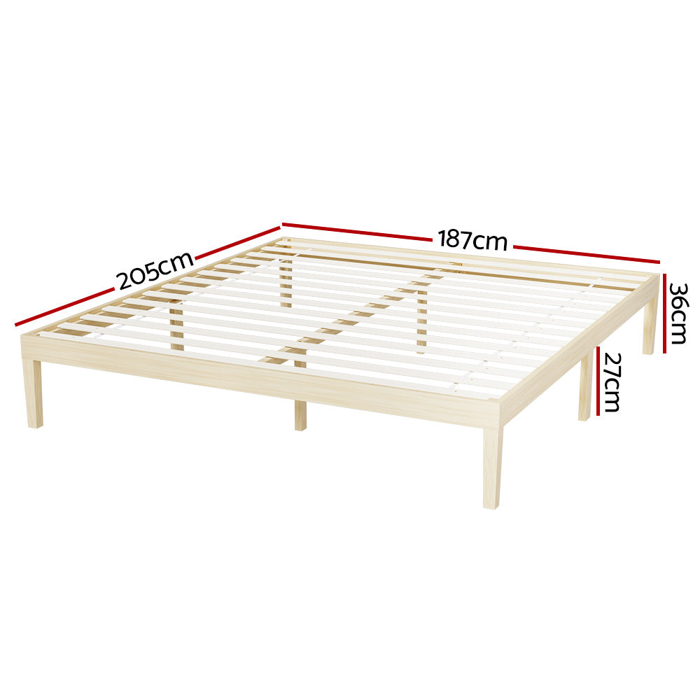 Artiss Bed Frame King Size Wooden Base Mattress Platform Timber Pine BRUNO - 0