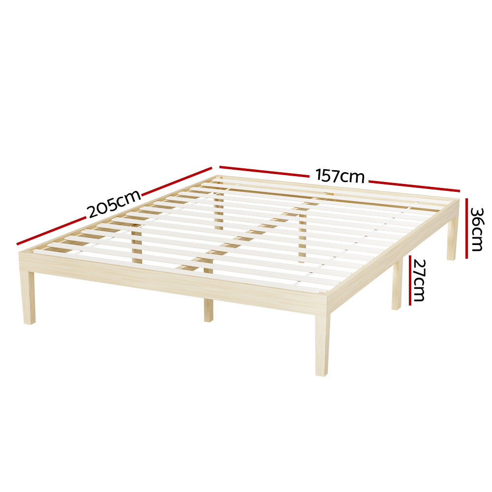 Artiss Bed Frame Queen Size Wooden Base Mattress Platform Timber Pine BRUNO