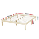 Artiss Bed Frame Queen Size Wooden Base Mattress Platform Timber Pine BRUNO-2