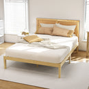 Artiss Bed Frame Double Size with Rattan Headboard Wooden Bed Base BRUNO-7