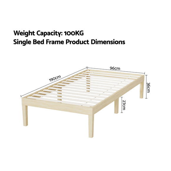 Artiss Bed Frame Single Size Wooden Base Mattress Platform Timber Pine BRUNO