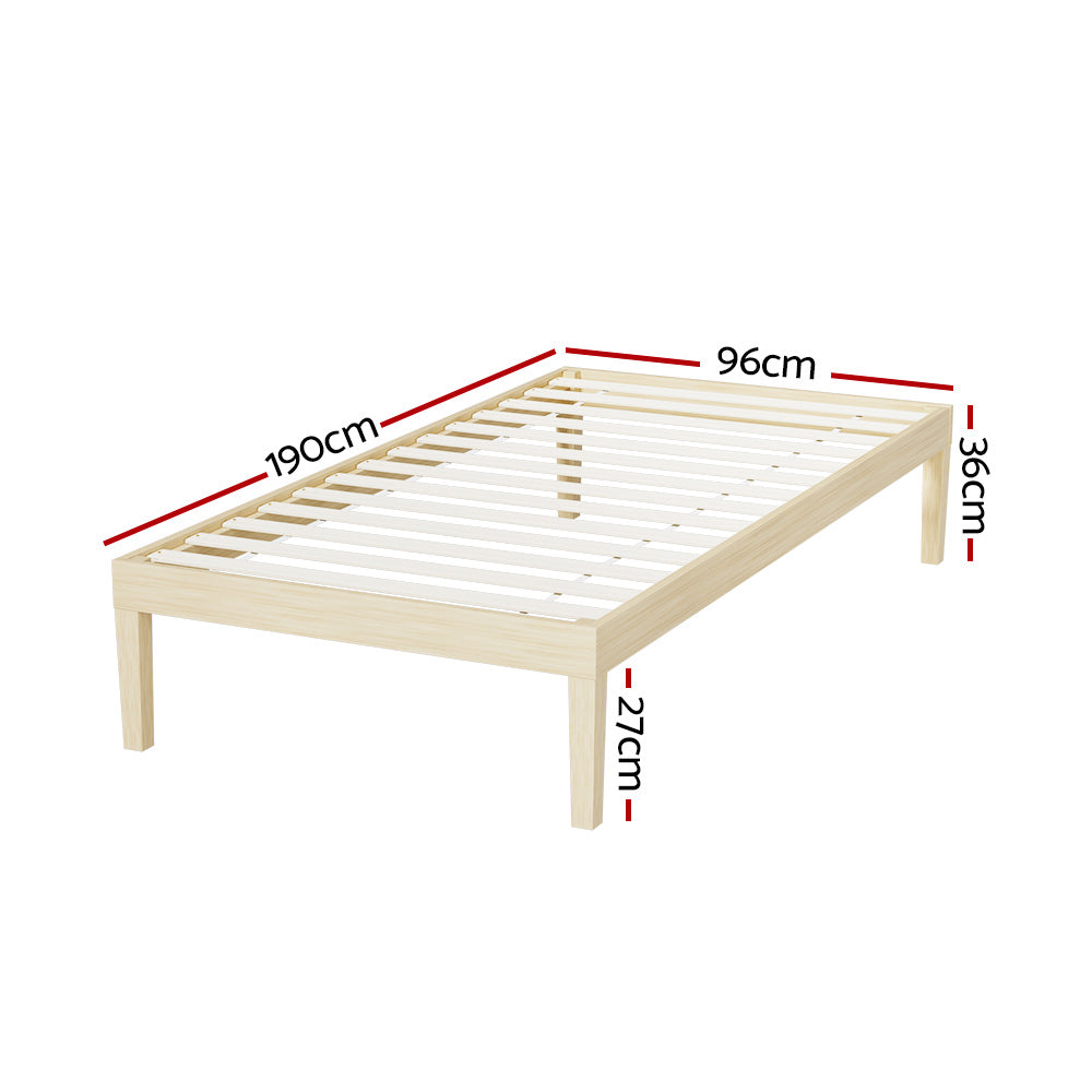 Artiss Bed Frame Single Size Wooden Base Mattress Platform Timber Pine BRUNO - 0