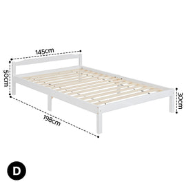 Artiss Bed Frame Double Size Wooden White LEXI - 0