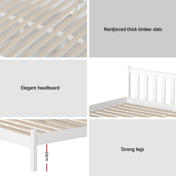 Artiss Double Full Size Wooden Bed Frame SOFIE Pine Timber Mattress Base Bedroom