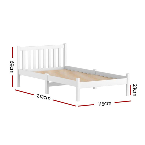 Artiss Bed Frame King Single Size Wooden White SOFIE