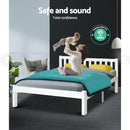 Artiss Bed Frame Queen Size Wooden White SOFIE-9