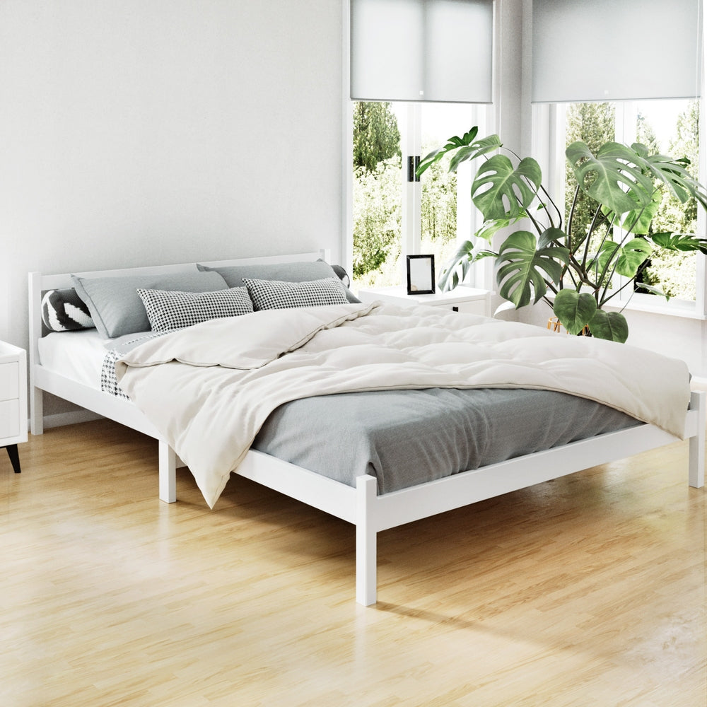 Artiss Bed Frame Queen Size Wooden White SOFIE - 0