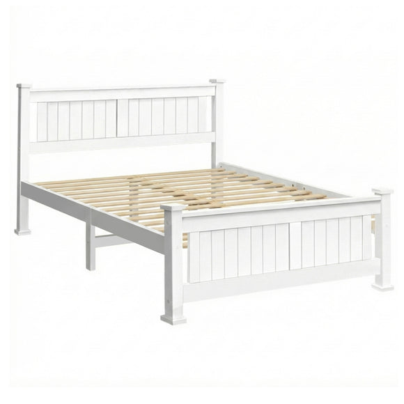 Double Size Wooden Bed Frame - White