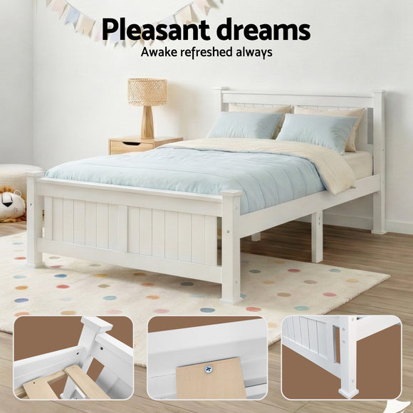 Double Size Wooden Bed Frame - White