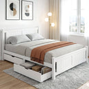 Artiss Bed Frame Double Size Wooden Platform with 2 Storage Drawers White RIO-1
