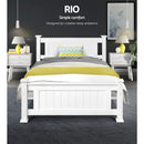 King Single Wooden Bed Frame - White-3