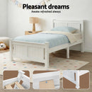 King Single Wooden Bed Frame - White-9