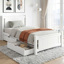 Artiss Bed Frame King Single Size Wooden Platform with 2 Storage Drawers White RIO-1