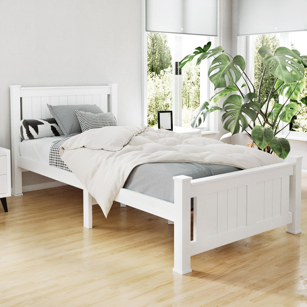 Single Size Wooden Bed Frame - White - 0