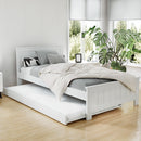 Artiss Bed Frame King Single Size Wooden Trundle Daybed White ELVIS-8