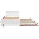 Artiss Bed Frame King Single Size Wooden Trundle Daybed White ELVIS-3