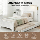 Artiss Bed Frame King Single Size Wooden Trundle Daybed White ELVIS-5