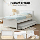 Artiss Bed Frame King Single Size Wooden Trundle Daybed White ELVIS-9