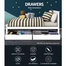 Artiss Set of 2 Bed Frame Storage Drawers Timber Trundle for Wooden Bed Frame Base White-3