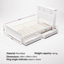 Artiss Bed Frame King Single Size Wooden with 2 Storage Drawers White-2