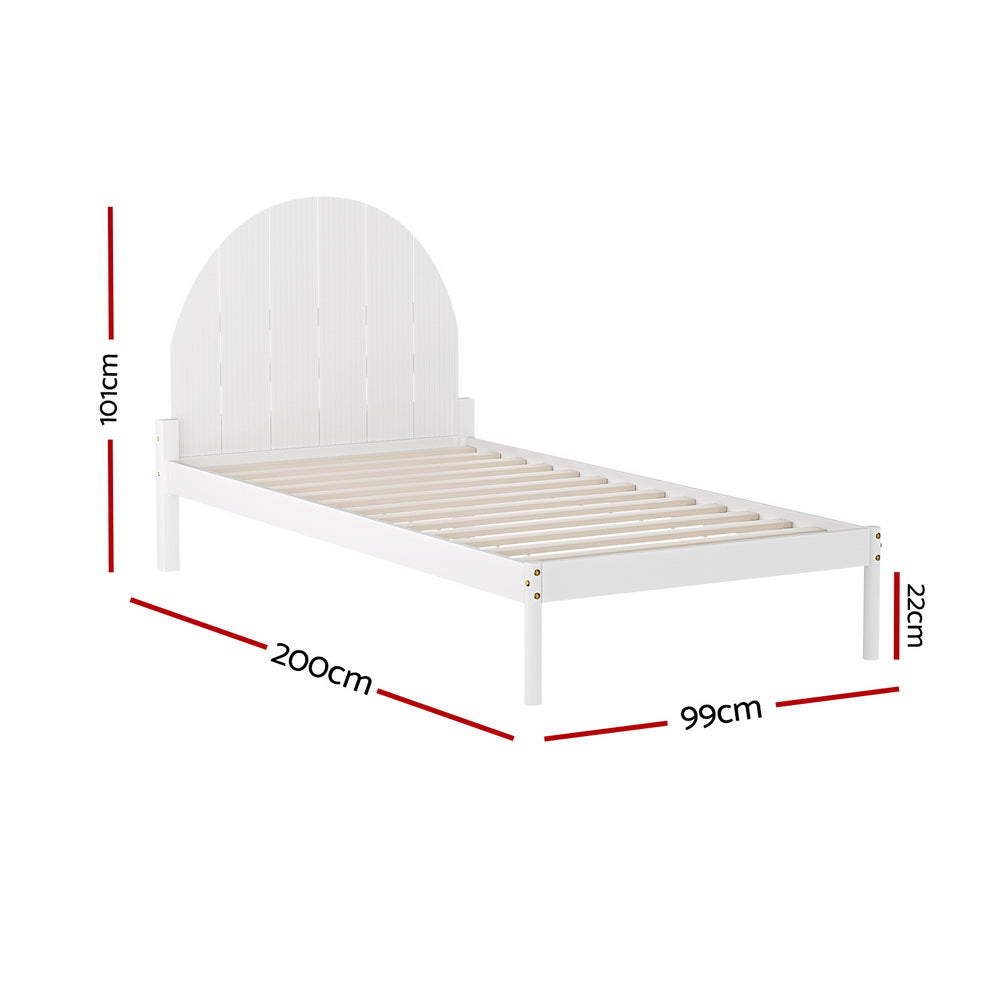 Artiss Bed Frame Single Size Wooden White DALY - 0