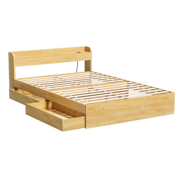 Artiss Bed Frame Double Size with Charging Ports and 2 Drawers AURA - 0